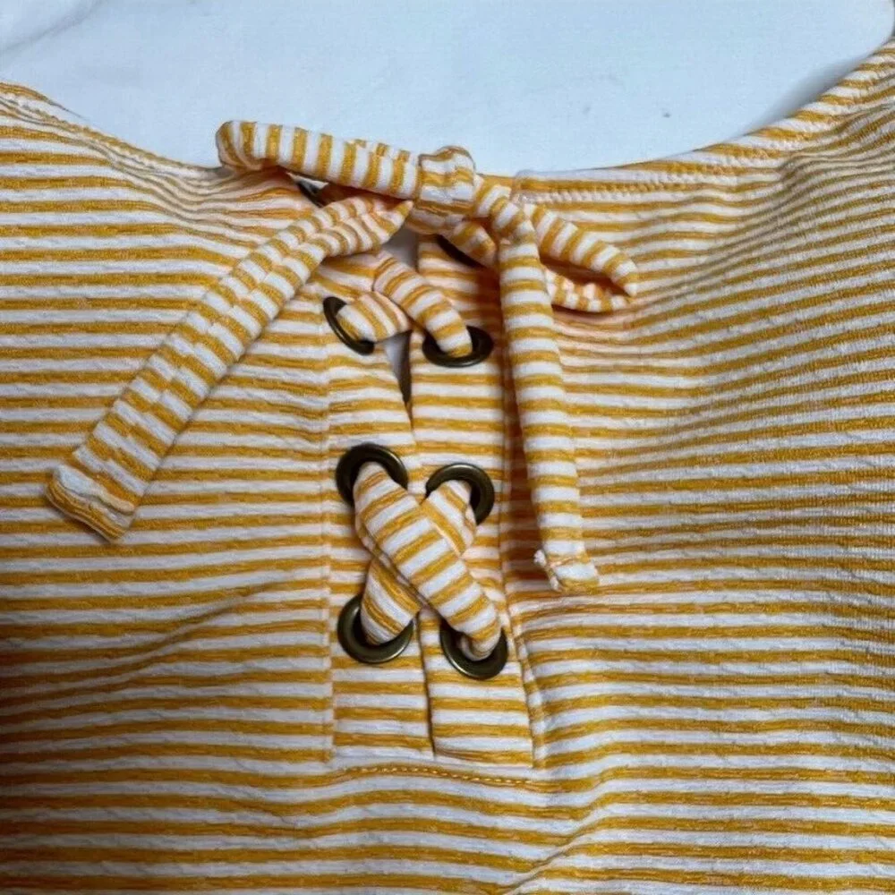J.Crew $118 Lace Up One Piece Swimsuit Faded Stripe Size 22 AY281 - Picture 3 of 6